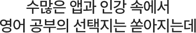 수많은 앱과 인강 속에서 영어 공부의 선택지는 쏟아지는데