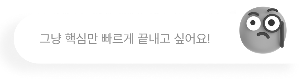 그냥 핵심만 빠르게 끝내고 싶어요