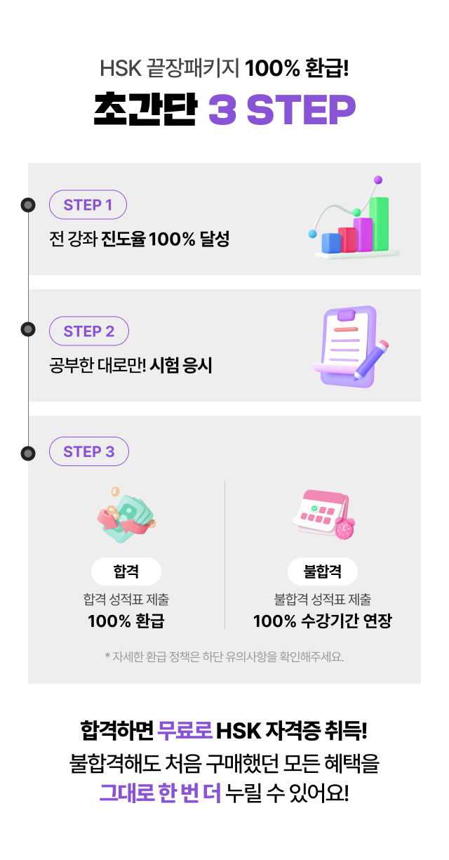 HSK 끝장패키지 100% 환급! 초간단 3 STEP