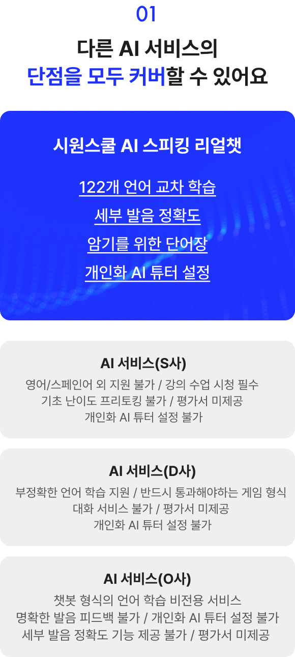 01 다른 AI 서비스의 단점을 모두 커버할 수 있어요