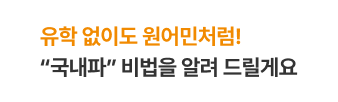 유학 없이도 원어민처럼! “국내파” 비법을 알려 드릴게요