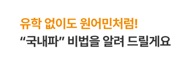 유학 없이도 원어민처럼! “국내파” 비법을 알려 드릴게요