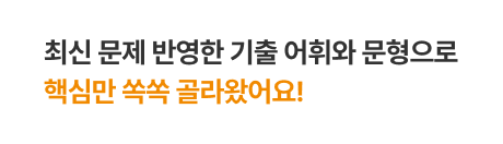 최신 문제 반영한 기출 어휘와 문형으로 핵심만 쏙쏙 골라왔어요!
