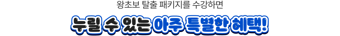 왕초보 탈출 패키지를 수강하면 누릴 수 있는 아주 특별한 혜택!