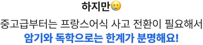 하지만🥲 중고급부터는 프랑스어식 사고 전환이 필요해서 암기와 독학으로는 한계가 분명해요!