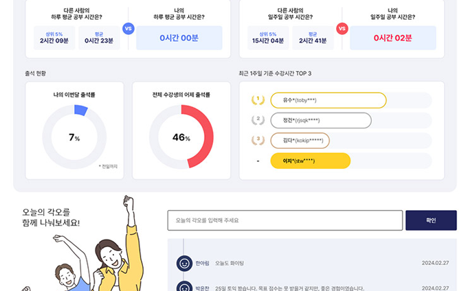 강력한 동기부여! 평균 공부량과 비교 가능