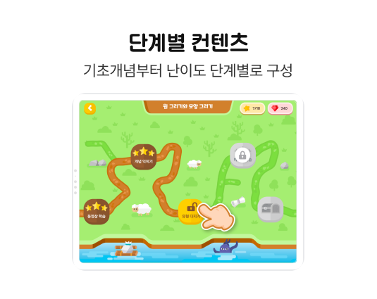 단계별 컨텐츠 기초개념부터 난이도 단계별로 구성