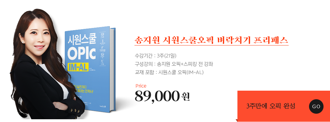 송지원 시원스쿨오픽 벼락치기 프리패스 89,000원