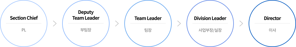 PL > 부팀장 > 팀장 > 실장/사업부장 > 이사
