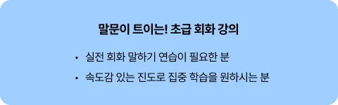 말문이 트이는! 초급 회화 강의