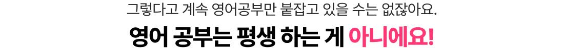 그렇다고 계속 영어공부만 붙잡고 있을 수는 없잖아요.