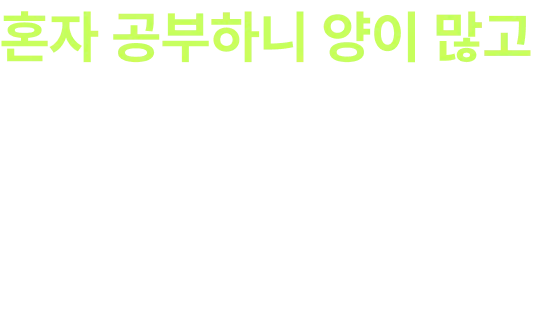 혼자 공부하니 양이 많고 의욕이 꺾여서 여러 번 포기하게 돼요