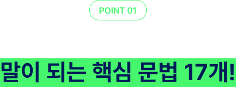 point01 20년 경력 데니쌤이 엄선한 말이 되는 핵심 문법 17개