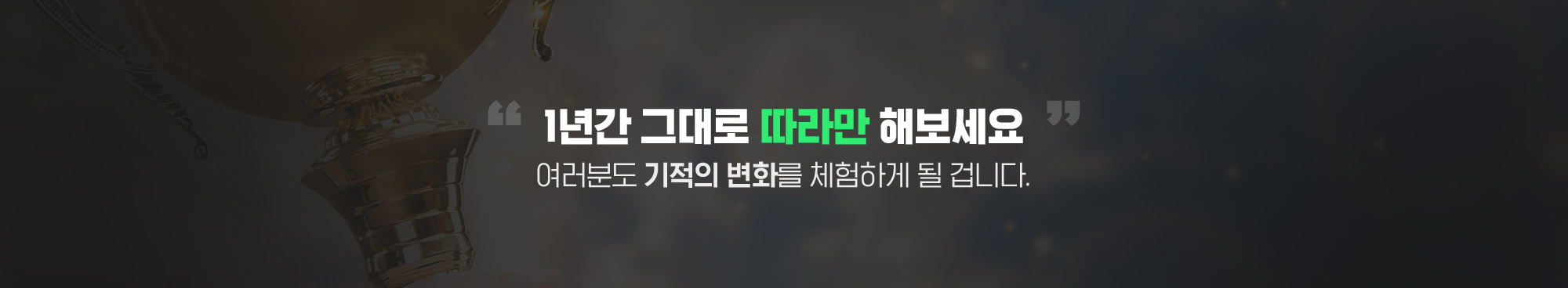 1년간 그대로 따라만 해보세요. 여러분도 기적의 변화를 체험하게 될 겁니다.