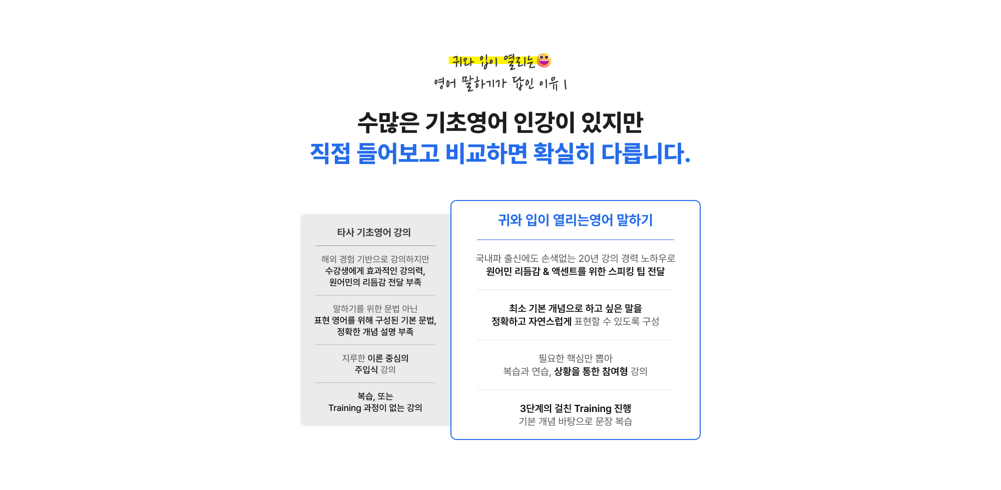 입이 트이는 GO! 독학 기초영어 말하기가 답인 이유 1. 수많은 기초영어 인강이 있지만 직접 들어보고 비교하면 확실히 다릅니다.