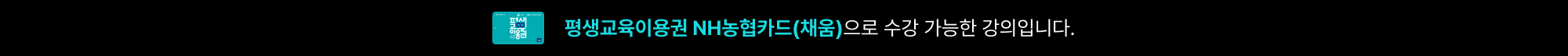 평생교육이용권 NH농협카드(채움)으로 수강 가능한 강의입니다.