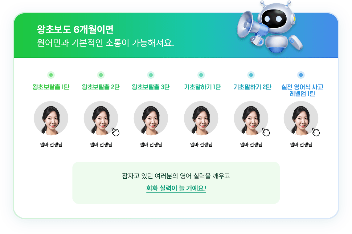왕초보도 6개월 이면 소통이 가능해져요.
