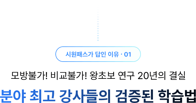 모방불가! 비교불가! 왕초보 연구 20년의 결실 분야 최고 강사들의 검증된 학습법